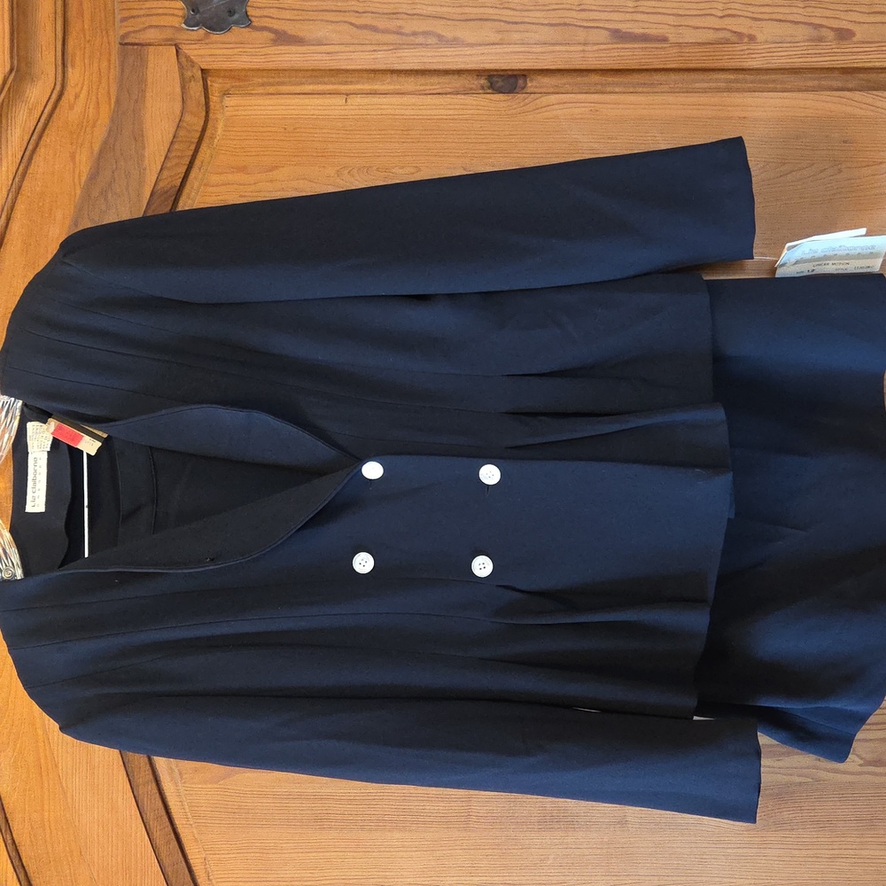 Women's 2pc Suit Jacket Skirt Set Sz 12 Navy Blue Vtg Liz Claiborne NWT $165